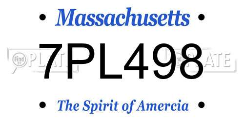 7PL498 Massachusetts License Plate