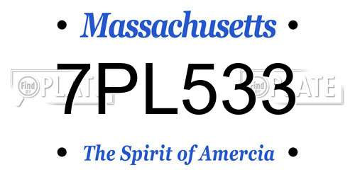 7PL533 Massachusetts License Plate
