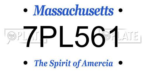7PL561 Massachusetts License Plate