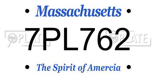 7PL762 Massachusetts License Plate