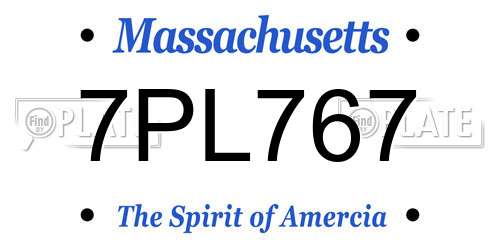 7PL767 Massachusetts License Plate