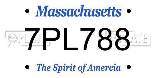 7PL788 Massachusetts License Plate