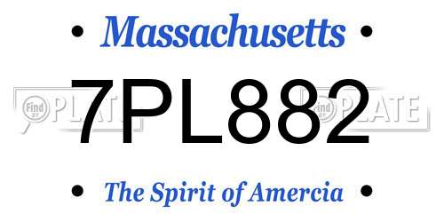 7PL882 Massachusetts License Plate