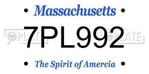 7PL992 Massachusetts License Plate