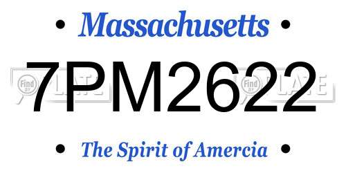7PM2622 Massachusetts License Plate