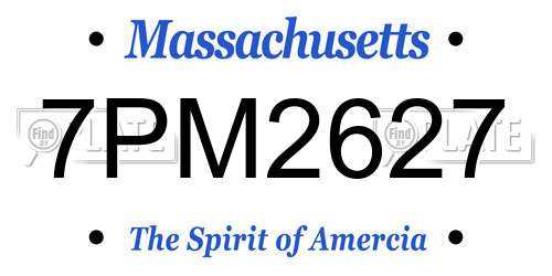 7PM2627 Massachusetts License Plate