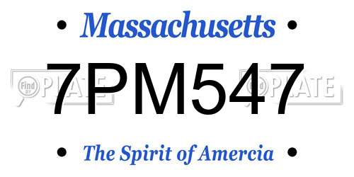 7PM547 Massachusetts License Plate