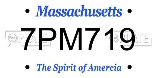 7PM719 Massachusetts License Plate