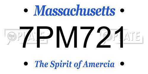 7PM721 Massachusetts License Plate