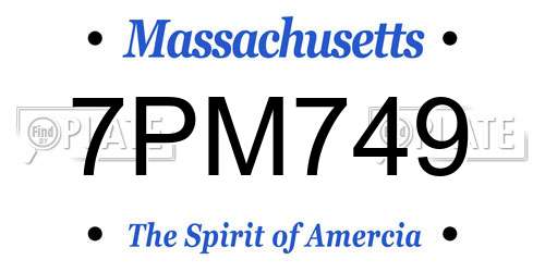 7PM749 Massachusetts License Plate