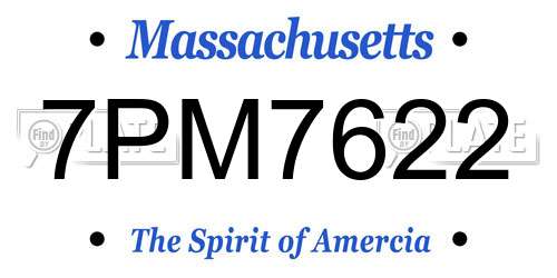 7PM7622 Massachusetts License Plate