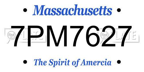 7PM7627 Massachusetts License Plate