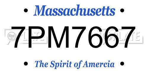 7PM7667 Massachusetts License Plate