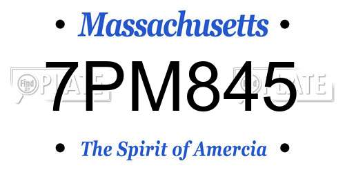 7PM845 Massachusetts License Plate
