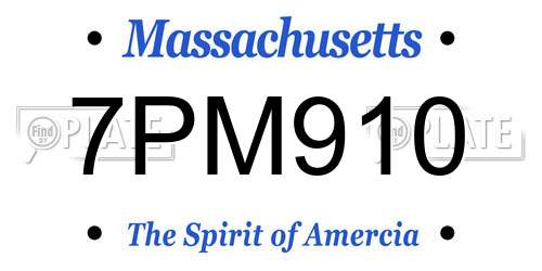 7PM910 Massachusetts License Plate