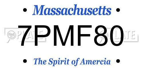 7PMF80 Massachusetts License Plate