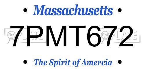 7PMT672 Massachusetts License Plate
