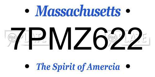 7PMZ622 Massachusetts License Plate