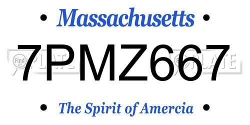 7PMZ667 Massachusetts License Plate