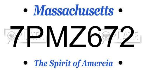 7PMZ672 Massachusetts License Plate