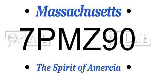 7PMZ90 Massachusetts License Plate