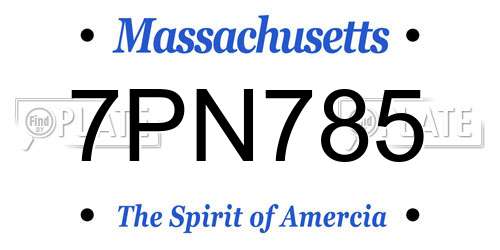 7PN785 Massachusetts License Plate