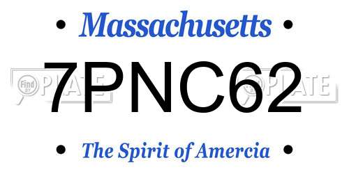 7PNC62 Massachusetts License Plate