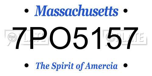 7PO5157 Massachusetts License Plate