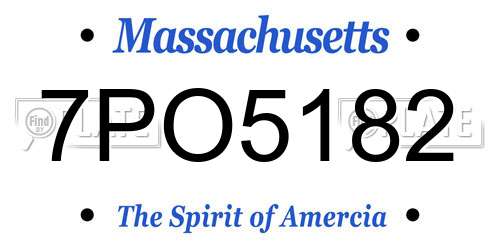 7PO5182 Massachusetts License Plate