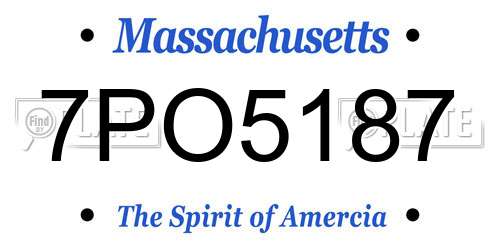 7PO5187 Massachusetts License Plate