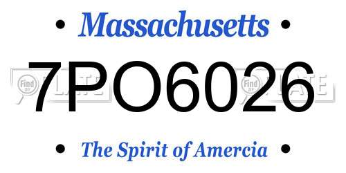 7PO6026 Massachusetts License Plate