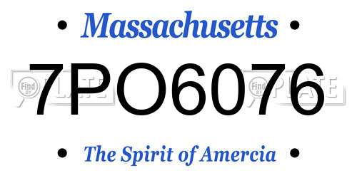 7PO6076 Massachusetts License Plate
