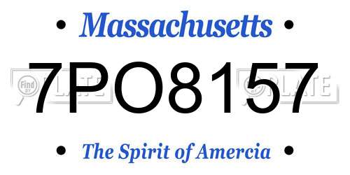 7PO8157 Massachusetts License Plate