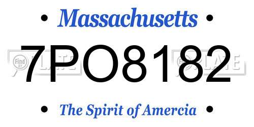 7PO8182 Massachusetts License Plate