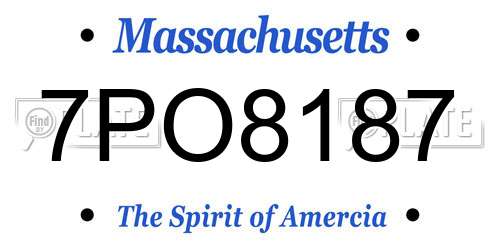 7PO8187 Massachusetts License Plate