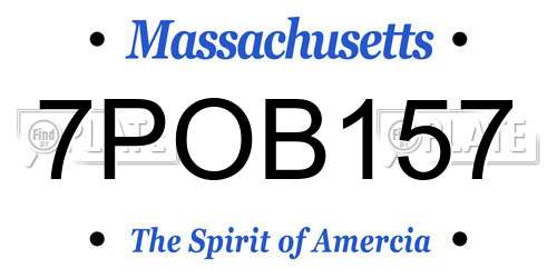 7POB157 Massachusetts License Plate