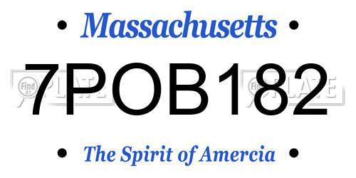 7POB182 Massachusetts License Plate