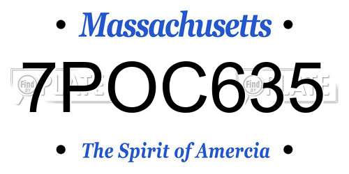 7POC635 Massachusetts License Plate