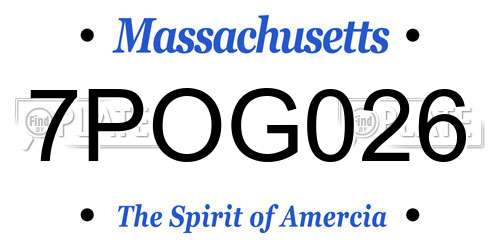 7POG026 Massachusetts License Plate
