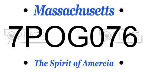 7POG076 Massachusetts License Plate
