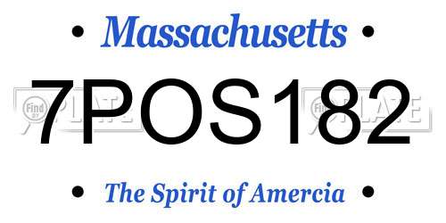 7POS182 Massachusetts License Plate