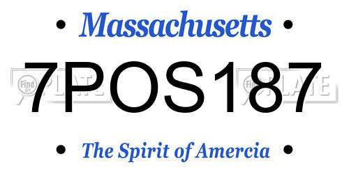7POS187 Massachusetts License Plate