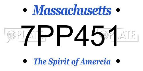7PP451 Massachusetts License Plate