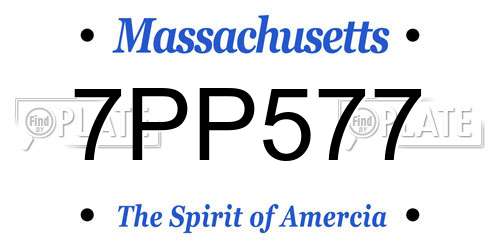 7PP577 Massachusetts License Plate