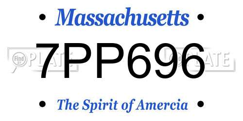 7PP696 Massachusetts License Plate