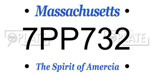7PP732 Massachusetts License Plate