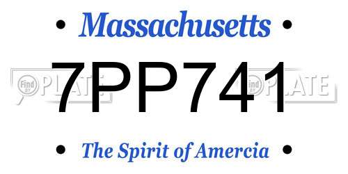 7PP741 Massachusetts License Plate