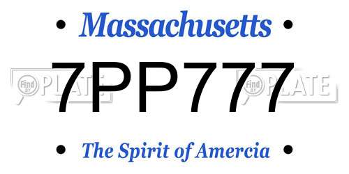 7PP777 Massachusetts License Plate
