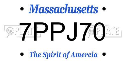 7PPJ70 Massachusetts License Plate