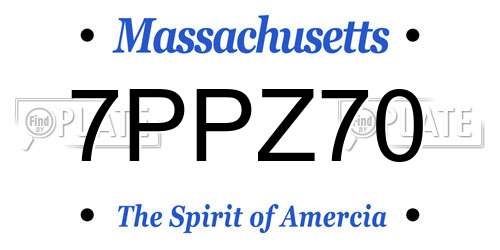 7PPZ70 Massachusetts License Plate